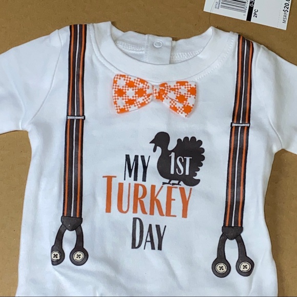 Baby's First Thanksgiving Turkey Day Two Piece Outfit - Picture 7 of 10